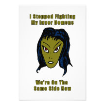 Green Evil Alien Woman Same Side Now Invite
