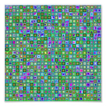 Green 'Eyeballs' Psychedelic Retro Tiles Pattern Art Photo