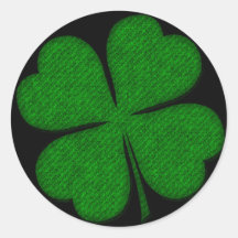 Green Fabric Textured Shamrock Design Stickers