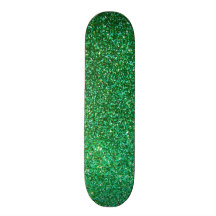 Green faux glitter graphic custom skateboard