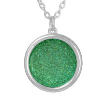 Green faux glitter graphic personalized necklace