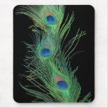 Green Feathers with Black Mousemat