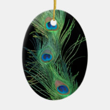 Green Feathers with Black Ornaments