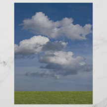 green filed, blue sky, white cloud flyers