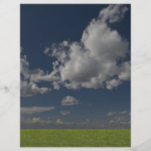 green filed, blue sky, white cloud flyers