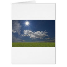 green filed, blue sky, white cloud greeting cards