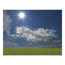 green filed, blue sky, white cloud personalised invitation