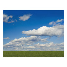 green filed, blue sky, white cloud personalised announcement