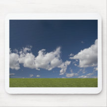 green filed, blue sky, white cloud mouse mat