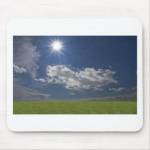green filed, blue sky, white cloud mousepad