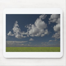 green filed, blue sky, white cloud mousepads