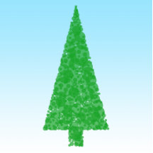 Green Fir Tree. On Blue - White. Christmas. Photo Sculptures