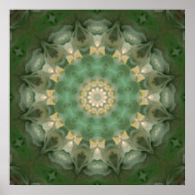 Green Floral Medallion Kaleidoscope Print