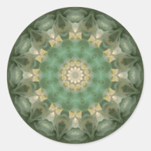Green Floral Medallion Kaleidoscope Stickers