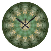 Green Floral Medallion Kaleidoscope Wall Clock
