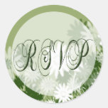 Green Floral Wedding RSVP Seal Sticker