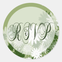 Green Floral Wedding RSVP Seal Sticker