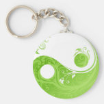 Green Floral Yin & Yang Key Chain