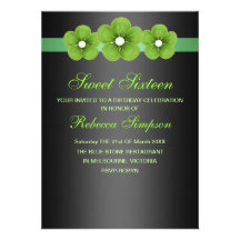 Green Flower Band Sweet 16 Birthday Invite