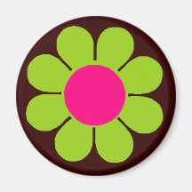 Green Flower Power Fridge Magnet