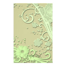 Green Flowers Happy Day! Stationery Design