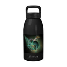 Green Fractal Pattern Drinking Bottle