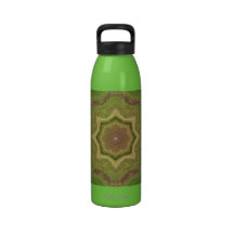Green Fractal Star Pattern Reusable Water Bottle
