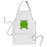Green Frog. Looking confused. Apron