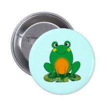 Green frog pinback button