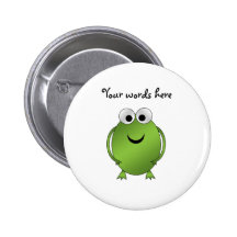 Green frog pinback button