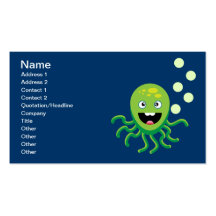 Green funny octopi business card template