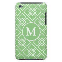 Green Geometric Monogram Pattern Barely There iPod Cover