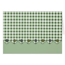 Green Gingham and Buttons Note Card