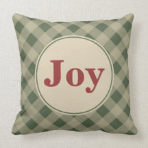 Green Gingham Joy Pillow