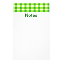 Green Gingham Personalised Stationery