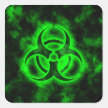 Green Glow Biohazard Symbol Sticker
