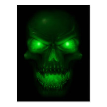 Green Glowing Skull Postcards