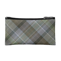 Green grey brown plaid pattern cosmetic bags