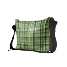 Green Grey Plaid Messenger Bag