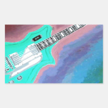 Green Guitar Rectangle Stickers