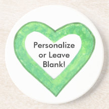 Green Heart Outline Drink Coaster