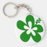 Green hibiscus aloha flower keychain