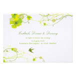 Green Hibiscus Swirls & Swallows Wedding Reception Personalised Invite