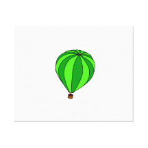 Green Hot Air Ballon Cartoon Stretched Canvas Prints