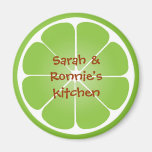 Green juicy lime slice round magnet party favour