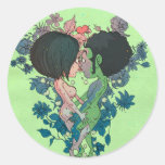 Green Kiss Round Stickers