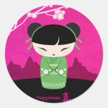 Green kokeshi sticker