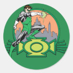 Green Lantern City Background and Logo Round Stickers