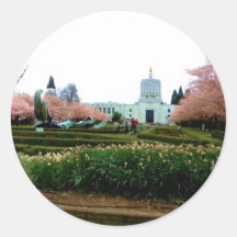 Green Lawn Round Stickers