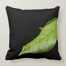 Green Leaf and Raindrops American MoJo Pillow